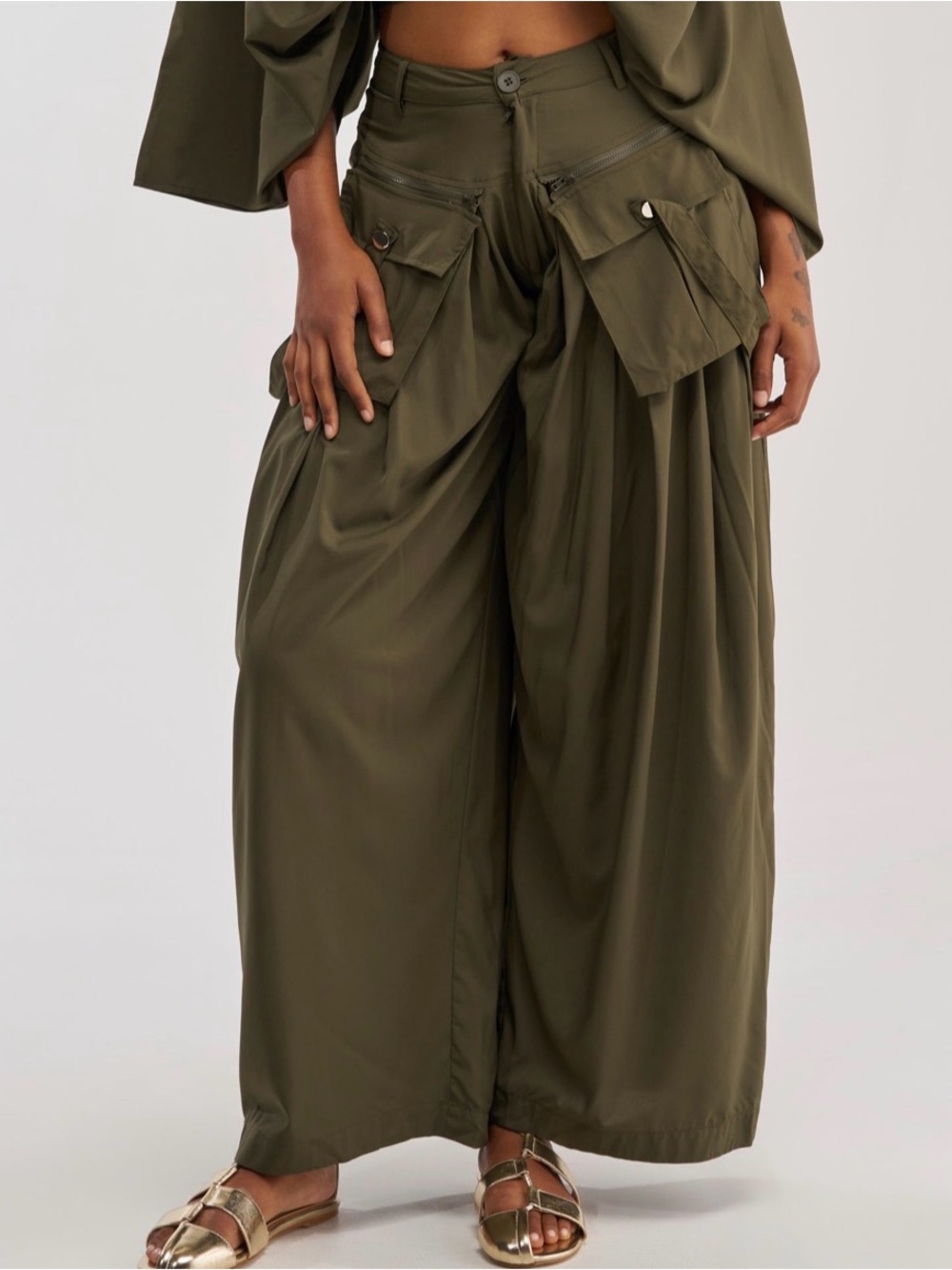 Olive lightweight utility trousers
